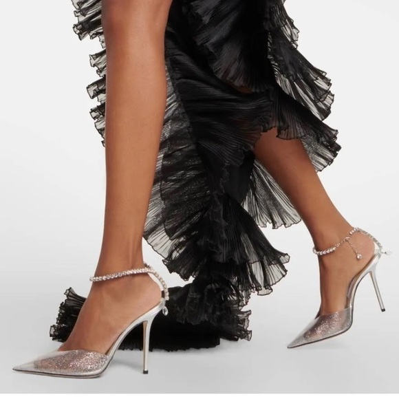 Jimmy Choo Saeda 100 glitter plexi &‎ leather pump size 36.5EU - Picture 3 of 13